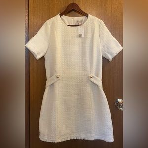 White Wool-blend Bouclè Dress